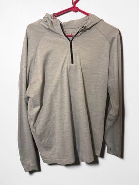 Fabletics Men's Quarter Zip Heather Gray Hoodie w/Thumb holes Size XXL